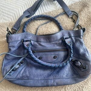 Balenciaga Blue Leather Shoulder Bag